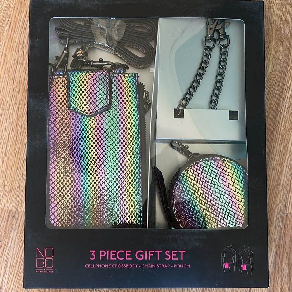 No Boundaries 3-Piece Rainbow Faux Snake Skin Purse Gift Set New Women's Handbag